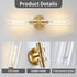 2-Light Lanhall Brushed Brass Gold Bathroom Light Fixtures Over Mirror Modern Vanity Light Wall Lighting with Clear