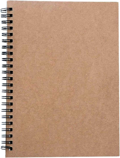 Yansanido Spiral Notebook, 4 Pcs A5 Brown Craft Softcover, 60 Sheets - 120 Pages Journals for Study and Notes