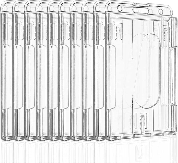 Pawfly 10 Pack Vertical 2-Card Badge Holder with Thumb Slot for Office School IDs and Credit Cards