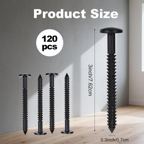 Ckhoid 120Pcs 3 Inch Vinyl Shutter Fastener, Window Panel Peg Lok, Pin Pegs, Screws, Plastic Shutter Spikes Anchor