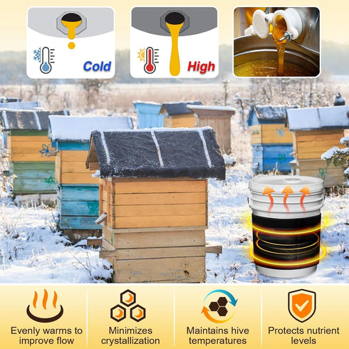 5 120 Gallon Honey Bucket Heater, YeloDeer Insulated Aluminum Foil Honey Warmer Pail Band Heater for Bee Honey Drum