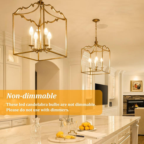 E12 Bulbs 40W 4W 2700K Bulbs, Non-Dimmable, Pack 12 Brightever LED Candelabra Light Equivalent, Warm White Ceiling Fan