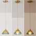 YJQHXY E26 4.72" 6.56 Amber-Green Stained Glass Cone Pendant Light, Fluted Shade, Brass Socket with Ceramic Core, US