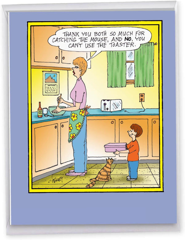NobleWorks Funny Mother's Day Greeting Card, Jumbo Comic, 8.5 x 11 Inch, Cartoon Humor for Mom