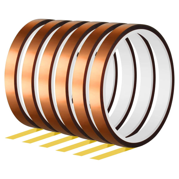 FEPITO 6 Rolls Heat Tape for Heat Press, Polyimide Tape for Sublimation, 3D Printing, Soldering, and More