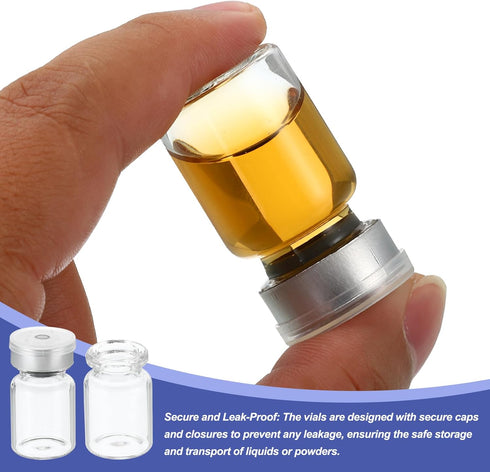 PATIKIL 5ml Sample Vials, 8 Pack Lab Empty Vials with Butyl Rubber Stopper, Borosilicate Glass