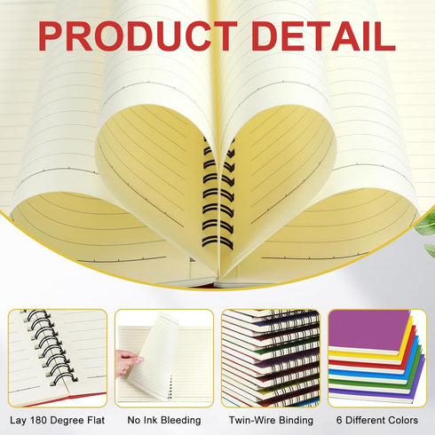Yahenda 18 Pcs Spiral Notebook College Ruled A5 Journals 8.3 x 5.5 Inch Thick Paper Notebooks for Office School (Mixed
