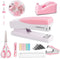 Pink Office Supplies Kit, Cute Desk Accessories for Women, Stapler and Tape Dispenser Set with Staple Remover, Clips,