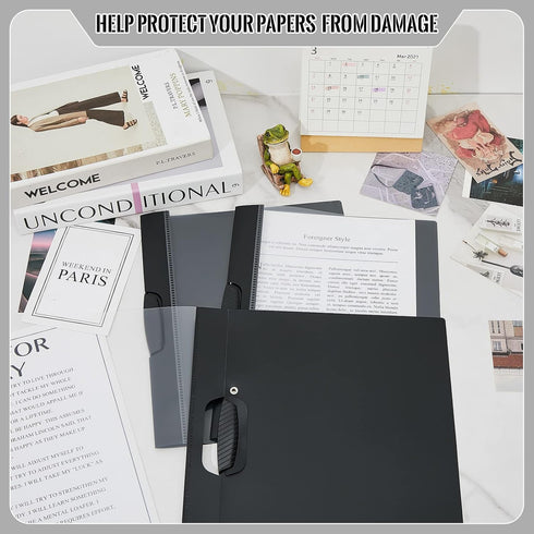 Teling 48 Pcs Clear Report Covers with Clip, Plastic Presentation Folders for Classroom Business Files (Black)