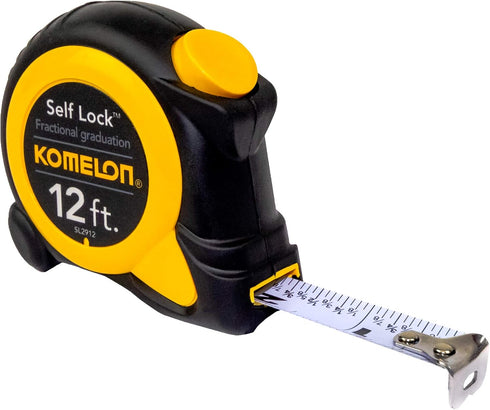 Komelon SL2912 Self-Lock Speed Mark Tape Measure, 12' x 5/8", Yellow Blade