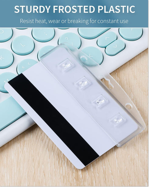 Pawfly 5 Pack Horizontal Half Card Badge Holders with Grippers, Hard Transparent Protectors for IDs and Credit Cards
