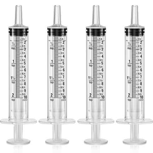 Frienda Large Plastic Syringe 4 Pack, Measuring Syringe Tools for Dispensing Multiple Uses (10 ml)