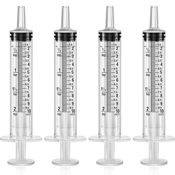 Frienda Large Plastic Syringe 4 Pack, Measuring Syringe Tools for Dispensing Multiple Uses (10 ml)