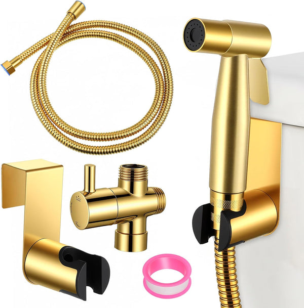 SHENLIU Gold Handheld Toilet Bidet Sprayer for Toilet, Adjustable Water Pressure Control with