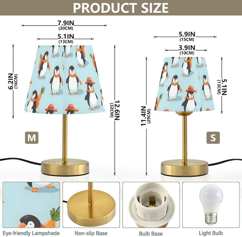 WEIYEKO Dimmable Penguin Carrot Blue Table Lamp LED Desk Lamp Bedside Light with USB Port for Office Bedroom Living