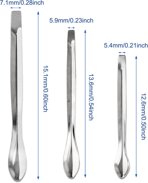 15 Pcs 3 in 1 Lab Spoon Micro Lab Spatula Stainless Steel Lab Scoop for Reagent Sampling, Mixing, Measuring 105/125/140mm for a Set