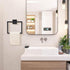 Matte Black Square Hand Towel Holder, Bathroom Towel Ring, SUS 304 Stainless Steel Wall-Mounted Accessories