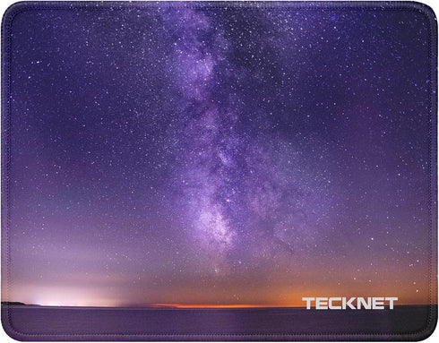 TECKNET Gaming Mouse Pad, 270 x 210 x 3 mm, Non-Slip Rubber Base, Waterproof Surface, Dark Purple Galaxy