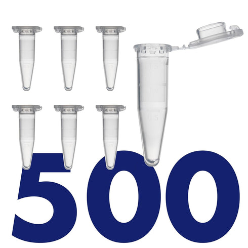 1.5mL Microcentrifuge Tube with Safe Lock Snap Cap, 500/Pack, Clear Graduation, Polypropylene, Plastic Lab Tubes