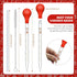 Weewooday Glass Droppers Pipettes Graduated Lab Dropper Glass Liquid Pipette with Big Rubber Hats 20 cm Glass Stir Rod Washing Brush Transfer for Liquid Essential Oil(Red, 10 ml, 8 Pieces)