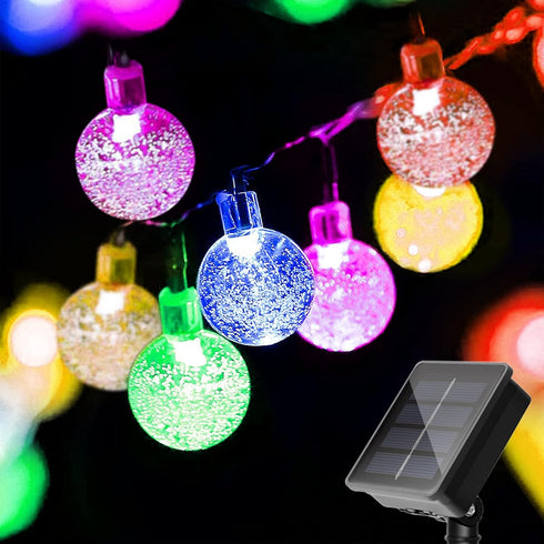 20 Feet 20 LED Solar String Lights, IP65 Waterproof Crystal Globe Fairy Lights for Outdoor Garden, Wedding, Party Decor