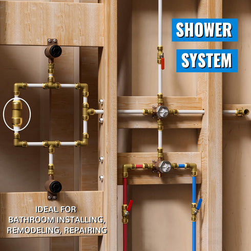 SUNGATOR 1/2 Inch Pushfit Plumbing Fittings, 12 Pack, No Lead Brass Push to Connect for PEX, Copper, CPVC