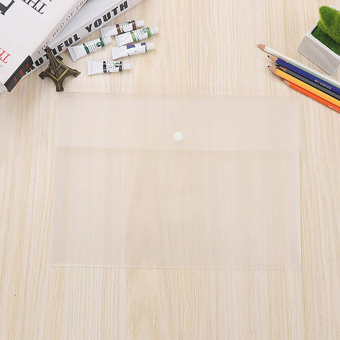 VANRA Poly File Folder Pockets - Plastic Envelope Document Organizer with Snap Button Closure, A4 Size, 5 Pack