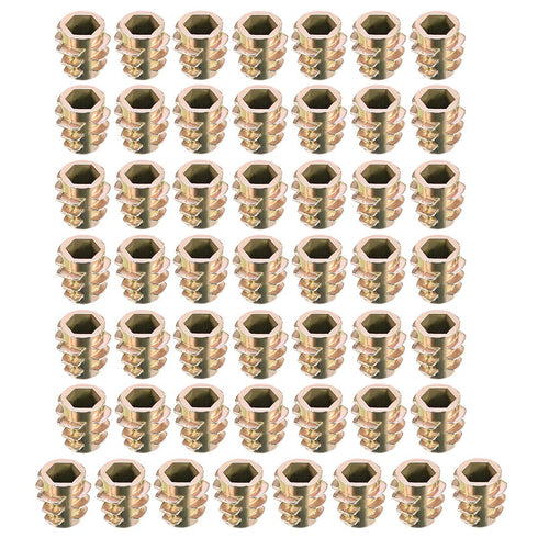 uxcell Furniture Threaded Insert Nuts, Zinc Alloy Hex-Flush M5 Internal Threads, 10mm Length, 50pcs