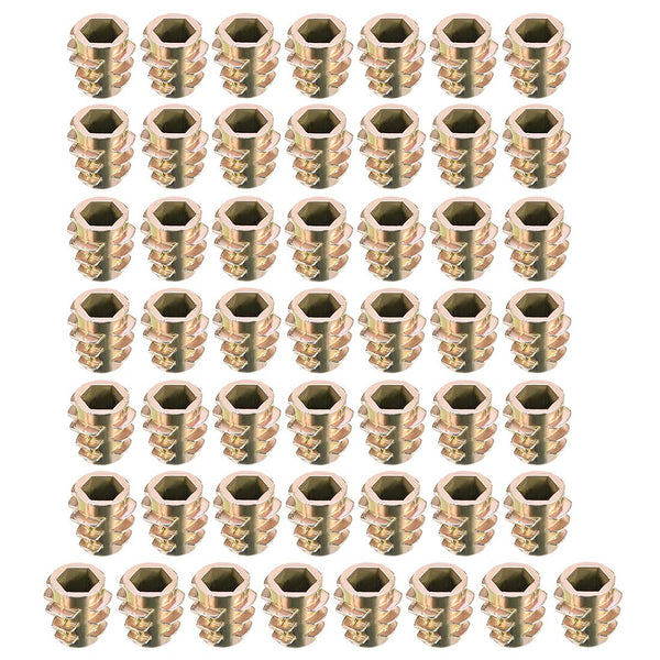 uxcell Furniture Threaded Insert Nuts, Zinc Alloy Hex-Flush M5 Internal Threads, 10mm Length, 50pcs