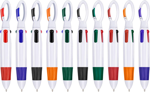 TecUnite 15 Pieces Shuttle Pens Retractable Multi-color Ballpoint Pens with Buckle Keychain for Office School