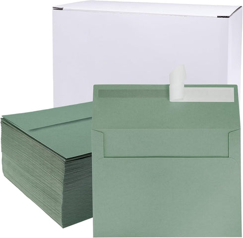 Winlyn 100 Pcs Sage Green A7 Invitation Envelopes 5 1/4 x 7 1/4 Square Flap Envelopes Self Seal 73lb for Wedding Shower Birthday Graduation Mailing Invitation Announcement 5 x 7 Greeting Cards Photos by Winlyn