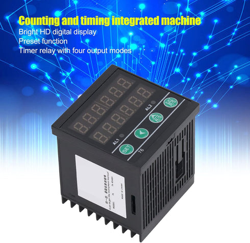 Digit Counter, 6 Digit Multifunctional Industrial Assembly Line LED Digital Display Timer Meter