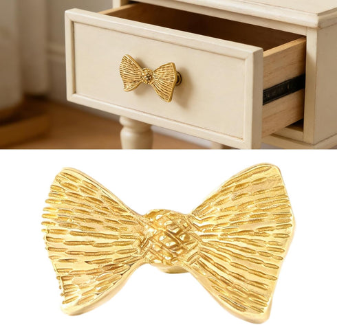 Generic Unique Drawer Pulls Brass Dressers Knob Cupboard Handle Modern Furniture Handle Bowknot Shape Bedside Cabinet