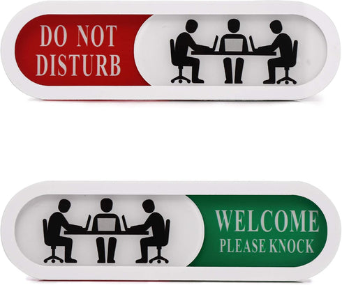 Do Not Disturb Welcome Please Knock Sign, Privacy Sign for Home Office, Slider Door Sign (Tells Room Vacant or Occupied)