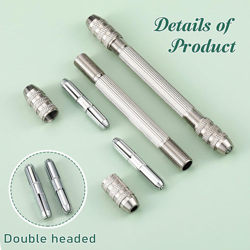 Double Ended Pin Vise - DIY Hand Drill Tools with Copper Collet for Jewelry Making, 8 Pieces