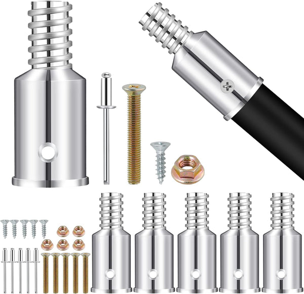 6Pcs Ultra Threaded Tip Replacement, Broom Handle Adapter for 0.98 Inch Broom Stick Pole