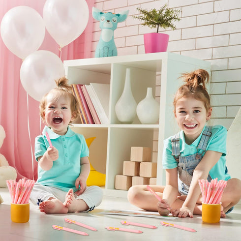 Nuanchu 50 Pcs Baby Shower Pens for Guests, It's a Boy or Girl, Retractable Baby Shower Favors (Pink, Girl Style)