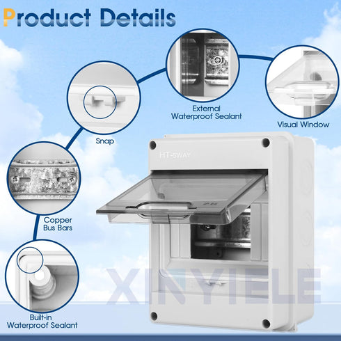 Waterproof Distribution Protection Box, ABS Plastic Breaker Electrical Box with Transparent Cover IP65