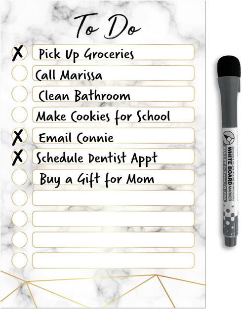 Dry Erase To Do List Vinyl Whiteboard Sticker Decal by Glassboard Studio, Removable & Reusable (6 x 9 inches, Marble)