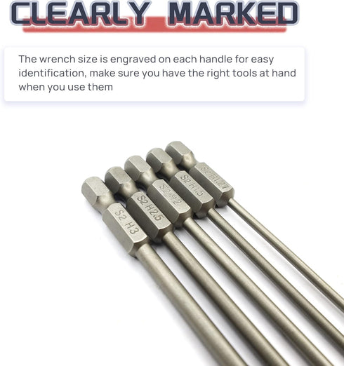 5PCS RC Hex Bit Set 1.27mm 1.5mm 2.0mm 2.5mm 3.0mm Hex Head Allen Wrench Drill Bits for Power Drill