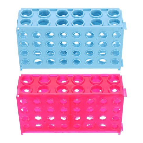 PATIKIL Tube Rack, 1 Set Vial Rack, 80 Wells for Microcentrifuge Tubes 0.5/1.5/2.0/10/15/50ml, Blue Pink