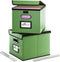Huolewa Portable Leather File Organizer Boxes, Collapsible Document Storage with Lids for Letter/Legal Files