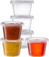 Pantry Value 100 Count Clear Disposable Plastic Portion Cups with Lids, Small Containers for Sauce