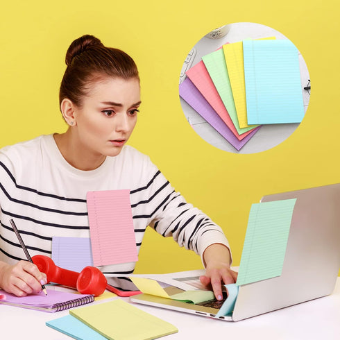 TaoBary 10 Pack Lined Sticky Notes, 500 Sheets (50/Pad), 5 x 8 Inch Colorful Self Stick Notes for Office Home Supplies