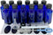 Bioll 30ml (1 oz) Glass Bottle with Lid for Essential Oil, Perfume, Aromatherapy, Lab Sample Vials - 12 Pack (Blue)