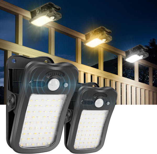 BlueYu Clip On Solar Motion Lights Outdoor, 800LM Brightness, 3 Modes & 3