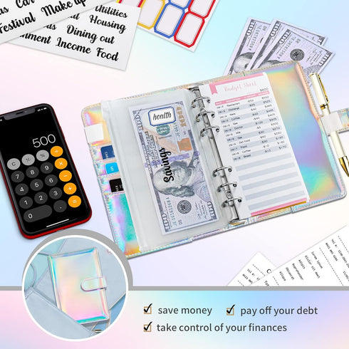 Onlyesh Budget Binder, Cash Envelopes for Budgeting, 28Pcs Budget Binder with Zipper Envelopes, Money Organizer