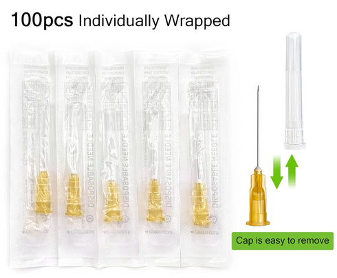 100 Pack 25Ga 1 inch Luer Lock Lab Dispensing Accessories for Measuring and Refilling Inks