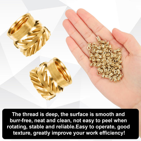 120pcs 3D Printing Brass Nuts - M3x4x5mm Threaded Inserts for M3 & 1 Welding Adapter, Compatible with Weller Irons