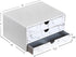 Leather Desk Organizer with 3 Drawers, Executive Office Supplies Desktop Filing Cabinet for Documents, White
